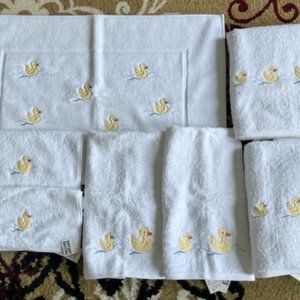 Bundle Lot NEW Tags NWT Kids Bathroom DUCKS Body Hand Towels Washcloths Bath Mat